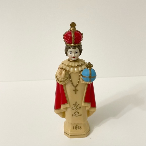 Vintage Infant Prague Child Jesus Figure Statue Crown Figurine - Picture 2 of 16